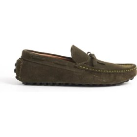 Resim Mubiano Summer Mubiano Hakiki Deri Erkek Süet Haki Bağcık Detay Loafer -MSSR1273-HK 