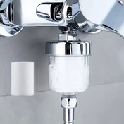 Resim Evrensel Musluk Su Arıtma Kiti, Yüksek Yoğunluklu PP Filtre, Plastik, Mutfak Banyo Duşu için, İçme Suyu Olmadan Doldurulmaz, Beyaz 