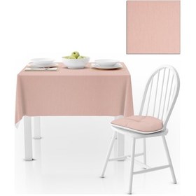 Resim Soft Pembe Kadife Dokulu Masa Örtüsü 140x180 