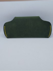 Resim sorte store Hakiki Deri El Yapımı Handmade Koyu Yeşil /Sarı Çiçek Motifli Gözlük Kılıfı 