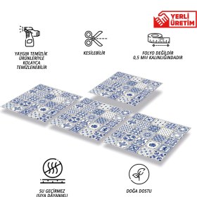 Resim Tink Kendinden Yapışkanlı Modern Mavi Karo Desenli Pvc Karo 30X30 cm (11 Adet) 1m2 