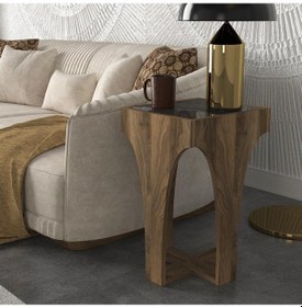 Resim Dekorister Litus Camlı Yan Sehpa Ceviz-Antrasit 