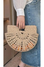 Resim WOMANBAG Tasarım Hasır El Çantası Clutch 