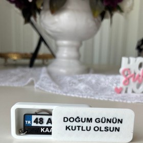 Resim lina hobby Kişiye Özel Plakası Anahtarlık ve Hediye Kutusu Seti - Plakalı Anahtarlık + Mesajlı Kutulu Hediye 