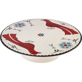 Resim Karaca Paye Selçuklu Serisi Kuşlu Ayaklı Porselen Kek Standı 32 cm 