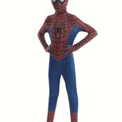 Resim Marvel Çocuk Süper Kahraman Spiderman Kostümü, Halloween Cosplay Tulumu ve Başlık Seti 