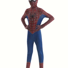 Resim Marvel Çocuk Süper Kahraman Spiderman Kostümü, Halloween Cosplay Tulumu ve Başlık Seti 