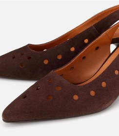 Resim Hotiç Kadın Süet Deri Kahverengi Delikli Arkası Açık Kısa Topuklu Stiletto 01ayh321450a480 01ayh321450a480 