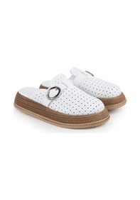 Resim Libero L060.650 Hakiki Deri Tokalı Poli Taban Rahat Kadın Sabo Terlik Beyaz 