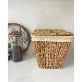 Resim Beyaz Atölyem Iç Korumalı Hasır Kapaklı Çok Amaçlı Patates ve Soğan Sepeti 