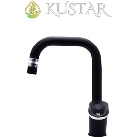 Resim Kustar Lexus Siyah Mix Kuğu Aç Kapa Oynar Başlık 360 Ayarlanabilir Banyo Lavabo Bataryası 