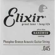 Resim Elixir 14145 Nanoweb Phosphor Bronze Tek Akustik Gitar Teli (45) 