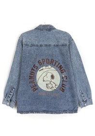 Resim Dobakids Ön Ve Arkası Baskılı Cep Detaylı Erkek Çocuk Denim Gömlek Mavi 