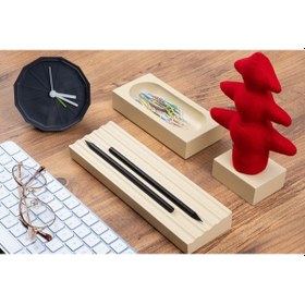 Resim Kayigo Woody Krem Üçlü Ofis Seti - Kırmızı Çam 