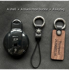 Resim Topshop1 Bmw Mını Cooper S One Jcw F54 F55 F56 F57 F60 Clubman Countryman Oymaları İçin Şeffaf Siyah Kılıf + Siyah İp Toka + Anahtarlık Aksesuarı 