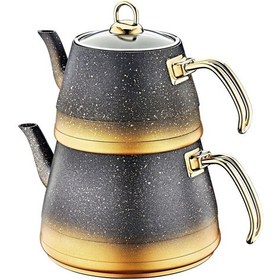 Resim Oms 4Pcs Granit M Boy Çaydanlık Cam Kapak 