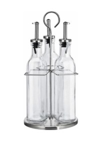 Resim Döner Standlı Cam Yağlık Sirkelik Seti - 3 Lü Set - 300 Ml Şeffaf 
