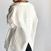 Resim Kadınlar İçin Şık Beyaz Uzun Kollu Gömlek - Hafif Polyester, Yaka ve Göğüs Cebi ile Düğmeli, Yarı Şeffaf, Makinede Yıkanabilir - Sonbahar/Kış İçin İdeal 