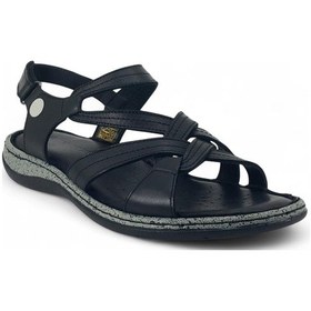 Resim Mammamia D25ys-2530 Deri Comfort Kadın Sandalet Siyah 