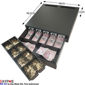 Resim Saypos 46x46.5x11 CM İçi-Dışı Full Metal 5 Geniş Banknotluk Ekstra Büyük Ağır Yük Para Çekmecesi 