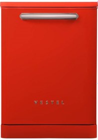 Resim Vestel Bm 5011 3 Programlı 13 Kişilik Retro Bulaşık Makinesi Kırmızı 