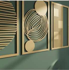 Resim Çağdaş Soyut Metal Duvar Tablosu 3 Lü Set 