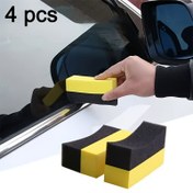 Resim 4'lü Otomatik Tekerlek Fırça Sünger Seti - Polyester Lif, Sarı & Siyah Lastik Göbeği Temizleme Pedleri, Cilalama, Parlatma & Ovma için - Temel Araç Detaylandırma Araçları, Lastik Bakımı|Ergonomik Tutma Tasarımı|Dayanıklı Polyester Lif, Lastik Araçları 
