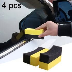 Resim 4'lü Otomatik Tekerlek Fırça Sünger Seti - Polyester Lif, Sarı & Siyah Lastik Göbeği Temizleme Pedleri, Cilalama, Parlatma & Ovma için - Temel Araç Detaylandırma Araçları, Lastik Bakımı|Ergonomik Tutma Tasarımı|Dayanıklı Polyester Lif, Lastik Araçları 
