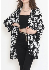 Resim Desenli Kimono Beyazsiyah - 2492.555. Çok Renkli 