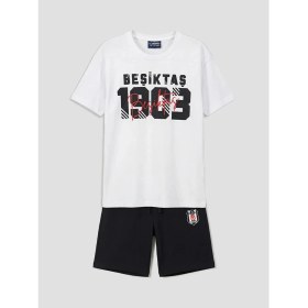 Resim LC Waikiki Lcw Kids Beyaz Bisiklet Yaka Beşiktaş Baskılı Erkek Çocuk Tişört ve Şort 