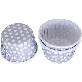 Resim Cupcake Kalıbı Büyük Boy 62x40 Mm 50 Adet Puantiyeli Gümüş 