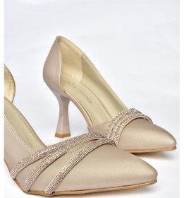 Resim Fox Shoes P246068504 Ten Kumaş İnce Topuklu Kadın Ayakkabı Ten Rengi 