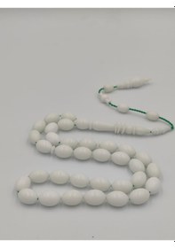 Resim Corian Mermer Tesbih 8 12 Halka İmameli Takımlı Sistemli Beyaz 