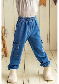 Resim Oliven The Kid Oliventhekid Unisex Kot Kargo Pantolon Mavi Mavi 