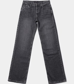 Resim Straight Fit Tam Boy Paça Kadın Antrasit Jean Pantolon 