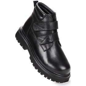 Resim Kiko Kids Teze %100 Deri Cırtlı Erkek Çocuk Bot Ayakkabı Siyah Siyah 