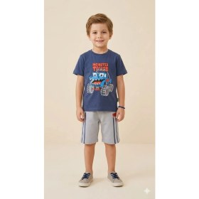 Resim Tuma Collection Erkek Çocuk Yazlık Şortlu Takım Tişört Şort Pamuklu Günlük Rahat Kombin 3-4-5-6 Yaş 