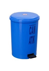 Resim Omnipazar Sy-4219 Mavi Cam Atık Kovası Pedallı Yuvarlak İç Kovalı 40 Lt Mavi 