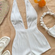 Resim Kadınlar için tatil tarzı beyaz vücut, dalgalı desen ve derin V-yeşil, açık sırt ve seksi dar kesim, partiler, tarihler, öğle çayları, bohem tatilciler, plaj gezileri ve yazlık giyim için mükemmel. Yıkanabilir parti uyumu Kcal Blaze Moda Seksi Parti Mükemmel Her Gün Kadınlar için, Tüm Mevsimler için Uygun, İpek Halter-Boyun Sarma Tulum, Kadınlar için Sevgililer Günü Kıyafetleri 