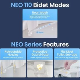 Resim Teknocan Luxe Bidet Neo 110 - Taze, Su, Elektriksiz Mekanik Bide Klozet Kapağı Sabitlemesi (Mavi ve Beyaz) 