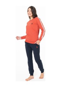 Resim U.S. Polo Assn. Kadın Pamuklu Lisanslı Pijama Takımı 20120 Kiremit 