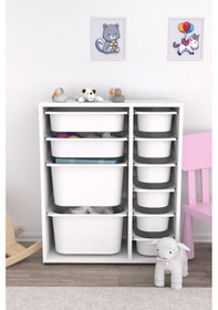 Resim Zen Çok Amaçlı Oyuncak Dolabı 10 Sepetli - Beyaz 2d2k6u Beyaz 