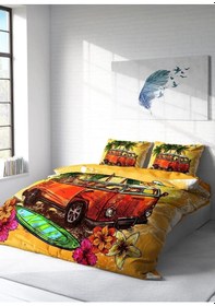 Resim Retro Tek Kişilik 3 Parça Antibakteriyel Nevresim Takımı 