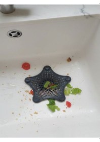 Resim 1 Adet Siyah Deniz Yıldızı Lavabo Süzgeci, Lavabo Tıkacı, Silikon Süzgeç Siyah 