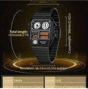 Resim Oldfriend Sanda Erkek Kol Saati Siyah Kare Çelik Kordon Termometre Kronometre Su Geçirmez Hediye Diğer 