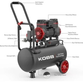 Resim KBK25S 1.7hp 25LT 8bar Yağsız Sessiz Taşınabilir Hava Kompresörü 