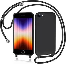 Resim AOMYKE iPhone 6 / iPhone 7 / iPhone 8 için cep telefonu kılıfı, kayışlı kılıf, iPhone 6 / iPhone 7 / iPhone 8 kılıfı, asmak için koruyucu kılıf, zincirli yumuşak TPU likit silikon kılıf, siyah 