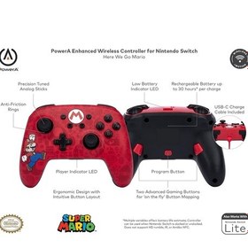 Resim Powera Nintendo Switch Enhanced Kablosuz Oyun Kumandası Gamepad Here We Go Mario 