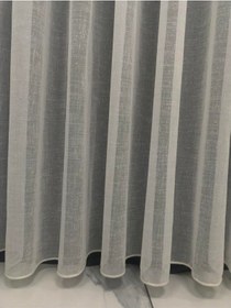 Resim Keten Tül Perde Bambu Keten Foldet Lüks Tül 1/3 Sık Pile Ekru 