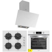 Resim Silverline Beyaz Cam Ankastre Set ( 3481 Flam - CS5335W02 - BO6504W01 ) 